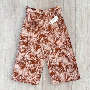 NWT FRENCH LAUNDRY Palm Leaf Pattern Wide Leg Palazzo Elastic Cropped Pants L XL